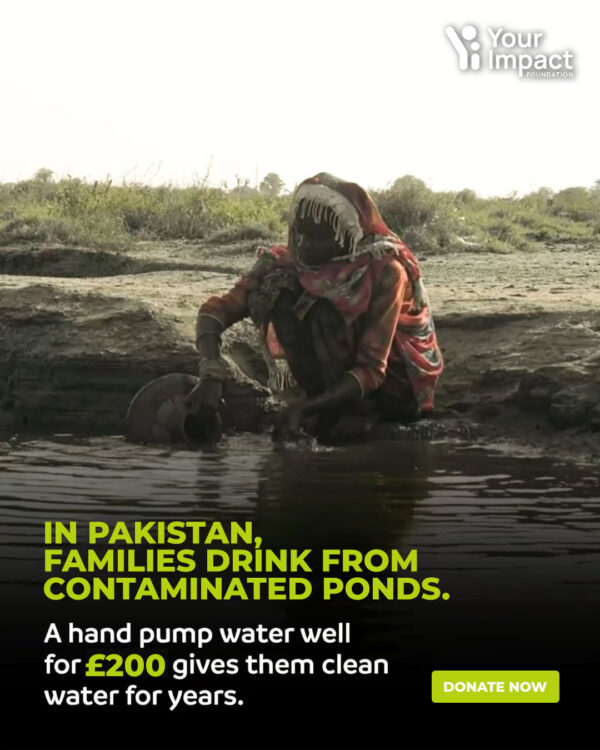 pakistani woman taking contaminated water from canel